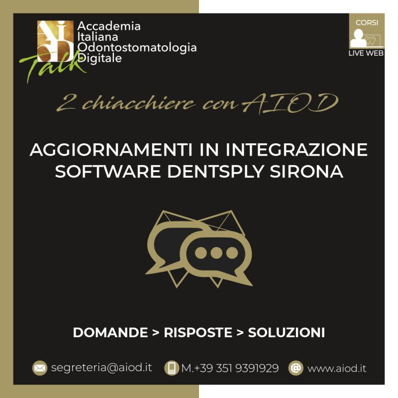 Aggiornamenti in integrazione software Dentsply Sirona (AIOD Talk #1)